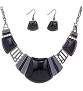 YAZILIND Vintage Ohrringe & Halskett Set - Tibetisch Silber Mit Blau Kristall