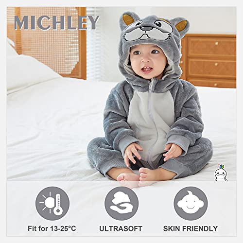 MICHLEY Unisexe Grenouillères Combinaison Bébé Barboteuses Manteau à Capuche Enfants Pyjama Jumpsuit pour Garçon et Fille - Image 3