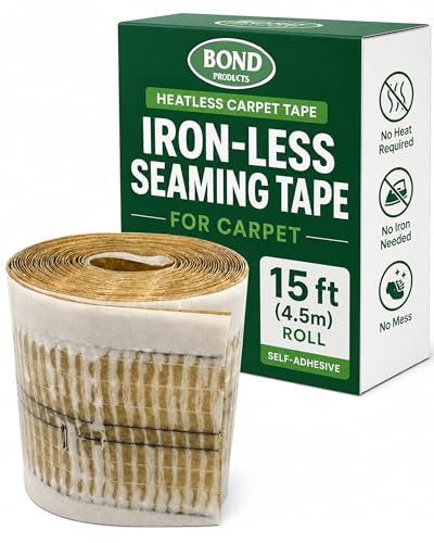 Bond Carpet Seam Tape 15 Ft Roll Heatless Seam Adhesive for Rug Binding