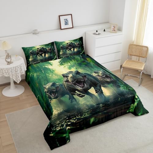 Image of Feelyou Dino Dinosaur Comforter Set Queen Size Kids Boys Bedding