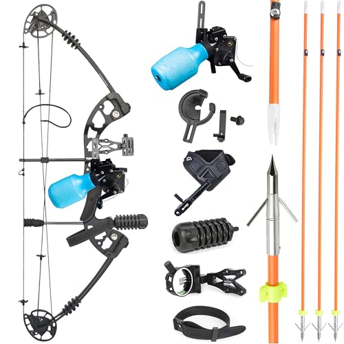Bowfishing Compound Bow Kit with Bowfishing Reel, Bow Fishing Arrows,30-55Lbs,Left/Right Hand Bow for Adult/Youth Fishing Hunting