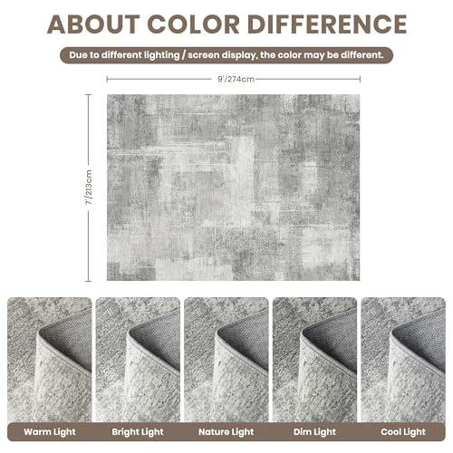 zesthome 7x9 Area Rugs for Living Room, Abstract Machine Washable Rug, Neutral Modern Soft Bedroom Rugs, Dining Room, Nursery, Non Slip Kitchen Carpet, Non-Shedding Indoor Home Office Rug