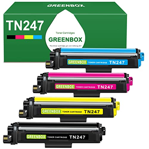 GREENBOX Kompatibel als Ersatz für Toner Brother MFC L3750CDW TN-243CMYK TN247 TN-247 MFC-L3750CDW DCP-L3550CDW HL-L3210CW MFC-L3770CDW HL-L3230CDW MFC-L3710CW (Schwarz Cyan Gelb Magenta, 4er-Pack) Cover