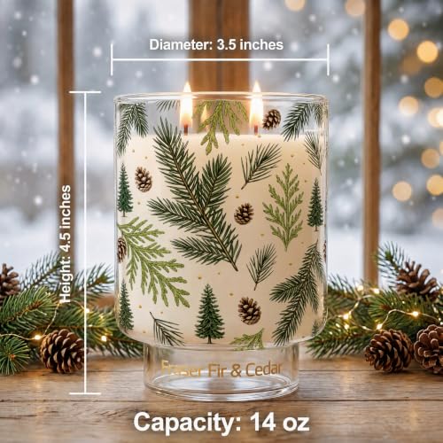 Homsolver Fraser Fir & Cedar Pine Candle, 14 Oz Large 2-Wick Christmas Candles, Winter Forest & Christmas Fragrance, Long Lasting Coconut Soy Wax for Home Decor, Winter Holiday Gifts - Image 5