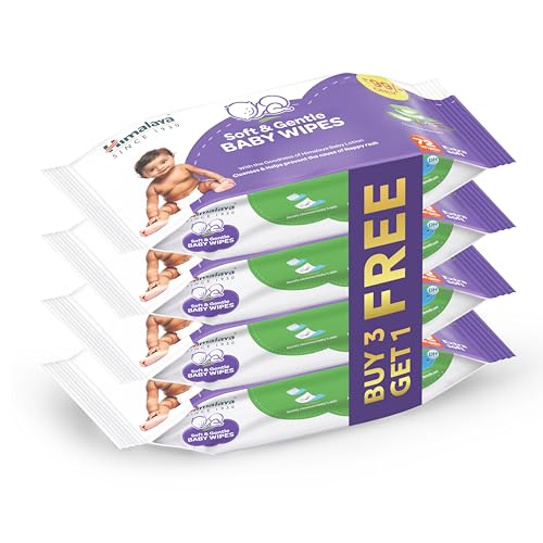Image of Himalaya Soft & Gentle Baby Wipes |72 Wipes x B3 G1 Free - 288 Wipes | With Licorice & Aloe Vera | Gently cleanses & Helps prevent the cause of Nappy Rash | With the Goodness of Himalaya Baby lotion | Extra Soft | Skin-Friendly pH