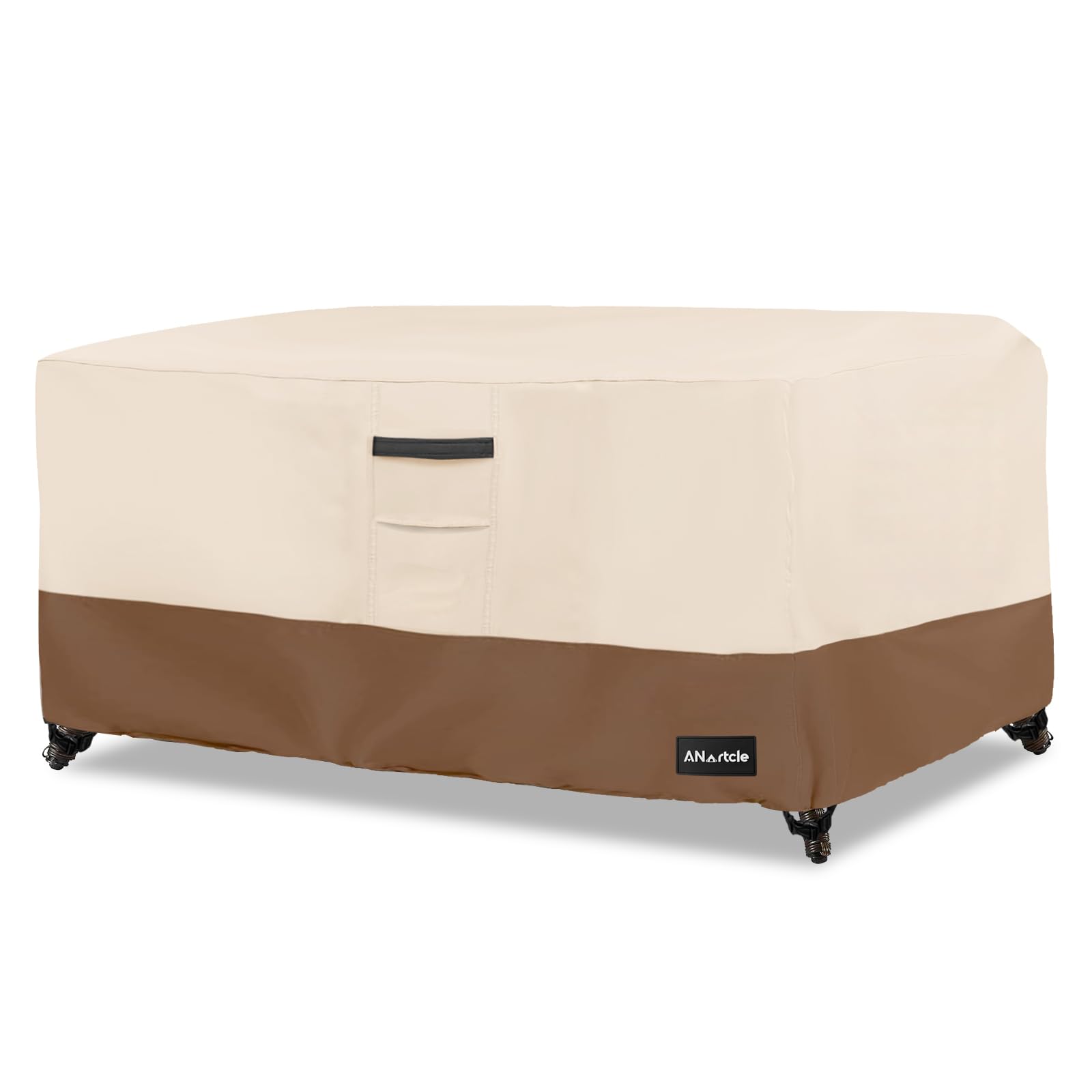 ANartcle Patio Coffee Table Cover, 600D Waterproof Heavy Duty Rectangular Outdoor Table Cover,Patio Furniture Covers,48 x 28 x 16 inch,Beige&amp;brown.