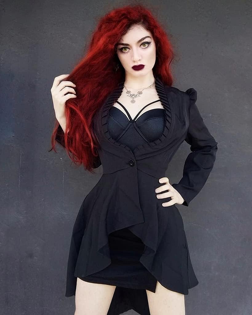 Scarlet Darkness Steampunk Jacket Women Gothic Long Jacket Renaissance Victorian Pirate Coat - Image 5