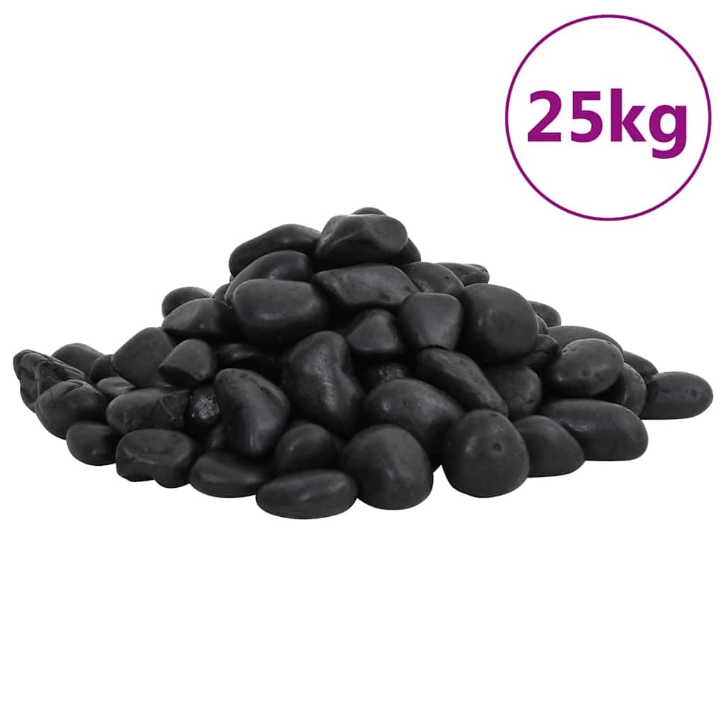 Polierte Kieselsteine 25 kg Schwarz 2-5 cm | Für Aquarium, Gartenbeet, Blumenvasen, Drainage, Dekoration