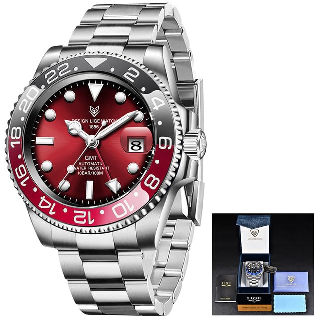 WatchAE - DESIGN Men GMT Automatic Mechanical Watch Ceramic Bezel 316L Stainless Steel 100ATM Waterproof Clock Sapphire Glass Watches