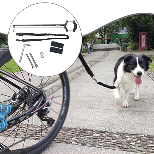 FewNvWa Hundeleine Hundetraining Kontrollleine Fahrrad Hundehalterung Strapazierfähiger Stahl Flexibler Einsatz Schnelles Anbringen für Familienaus