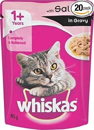 Whiskas Wet Meal Adult Cat Food/Salmon in Gravy (85 g)- Pack of 20