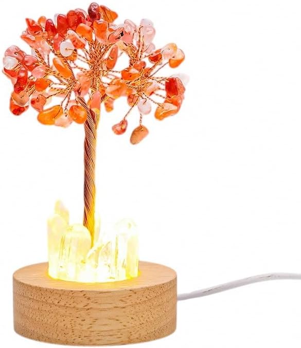 Lumisoul Natural Crystal Money Tree Night Light with Clear Quartz Point DIY Healing Lamp for Bedside and Home Décor (Citrine)