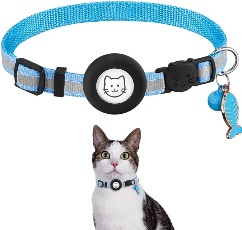 Airtag Cat Collar, Reflective Airtag Pet Collar with Bells and Safety