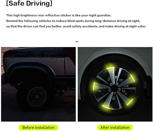Miniatura 3 de Reswish 20 calcomanías decorativas de rayas para rueda de automóvil calcomanías reflectantes nocturnas de advertencia de seguridad para rueda de