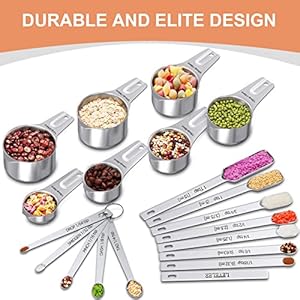 Measuring cups and spoons set of 20 7 stainless steel nesting measuring cups 7 spoons 1 leveler 5 mini measuring spoons for cooking baking  urban country home decor
