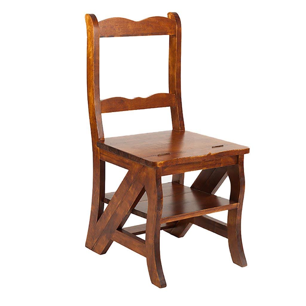 GZ Mobili per la casa Scale Multi-Funzione Sedie in Legno massello Pieghevole Dual Scopo Living Room Back Chair Ladder