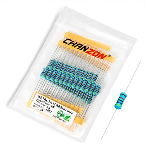Chanzon 50pcs 1W 47K Ω ohm 47000r Metal Film Fixed Resistor 0.01 ±1% Tolerance 47KR MF Through Hole Resistors Current Limiting Rohs Certificated