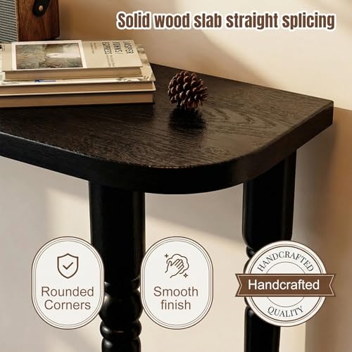 Mesa consola de madera maciza rectangular detrás del sofa y mueble de pasillo estrecho 4
