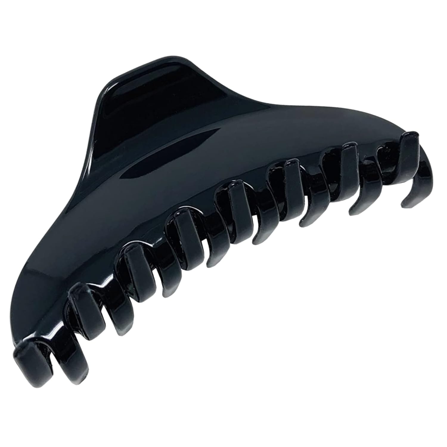 Parcelona French Skinny Boss Glossy Black Medium Covered Spring Jaw Hair Claw Clip Clutcher Clamp for Fine and Long Hair Types