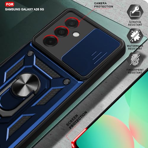 Image of AESTMO Tough Armor Samsung Galaxy A26 5G Bumper Back Case Cover | Ring Holder & Sliding Camera Shield Cover | 360 Degree Protection Back Case Cover for Samsung Galaxy A26 5G (Blue)