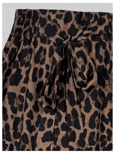 GORGLITTER Women's Leopard Cheetah Print Flowy Maxi Skirt Animal Boho Casual Bow Tie High Waisted Long Skirts 20253