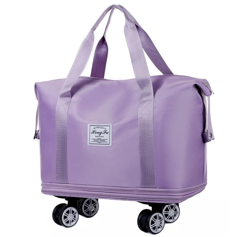 Image of Yatee Foldable Trolley Travel Bag with Wheels for Women & Men, Expandable Rolling Duffel Bag, Large Capacity Lightweight Luggage, Waterproof Carry Tote with Detachable Wheels for Travel