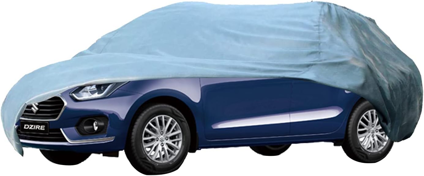 AllExtreme D7001 Car Body Cover for Maruti Suzuki Dzire Custom Fit Dust UV Heat Resistant for Indoor Outdoor SUV Protection (1 Pc, Grey Without Mirror)