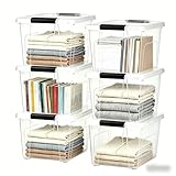 20 Quarts Plastic Storage Bins with Lids - 6 Pack Stackable Containers with Snap-Shut Lids - Totes for Home, Garage, Closet Organization - Transparent
