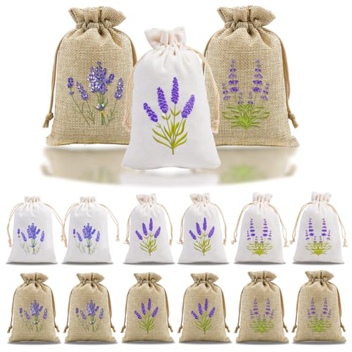 12 Pièces Sachet Lavande Vide, Violet Sac de Lavandes Parfumés Séchée Coton Sachets de Désodorisant Habit, Senteur pour Armoire Tiroirs Valise Chambre...
