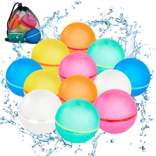 Pilikoll 12 unidades balões de água reutilizáveis magnéticos bombas de água silicone de enchimento rápido magnéticos balões de água magnéticos balões auto-vedantes para festas, piscina, jogos em