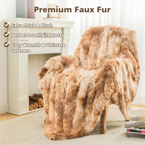 EMME Faux Kuscheldecke Kunstfell – Flauschige Felldecke,130 x 150,Batik