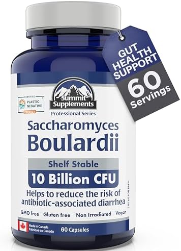 Saccharomyces Boulardii Probiotic Supplement, 60 DR Veggie Caps 60-Day Supply, 10 Billion CFU, Digestive Balance & Gut Flora Support, Vegan, Gluten-Free & Non-GMO, Proudly Canadian & Plastic Negative