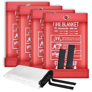 Emergency Fire Blanket, Fire Blankets Emergency for Home, 4 Pack Flame Suppression Fiberglass Fire Blanket for Kitchen, Fireplace, Grill, Car, Camping, 39''x 39''