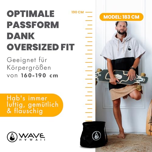 WAVE HAWAII Bade-Poncho Damen & Herren Soul, Größe M, 160-190cm, 100% Baumwolle Surf-Poncho für Erwachsene, Frottee-Handtuch mit hoher Wasserabsorption, Umziehhilfe Strand Erwachsene