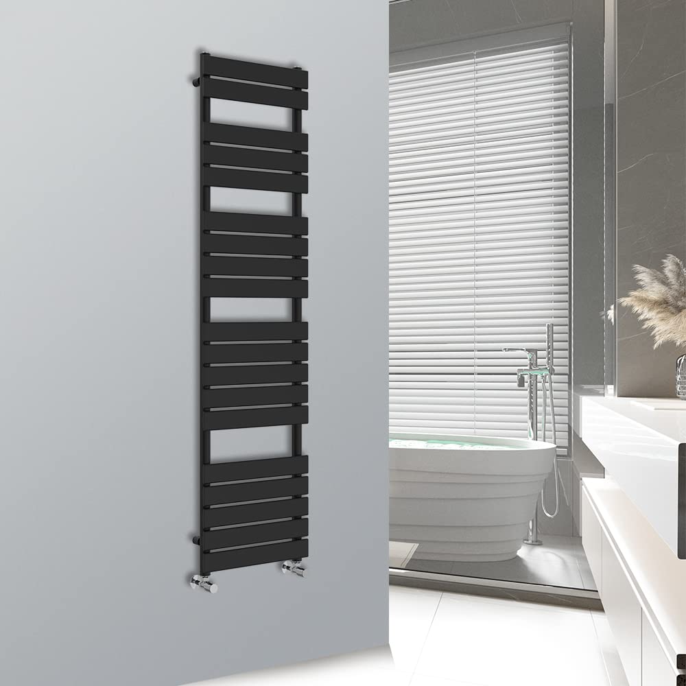 Warmehaus Black 1800x450mm Flat Panel Heated Towel Rail 68mm