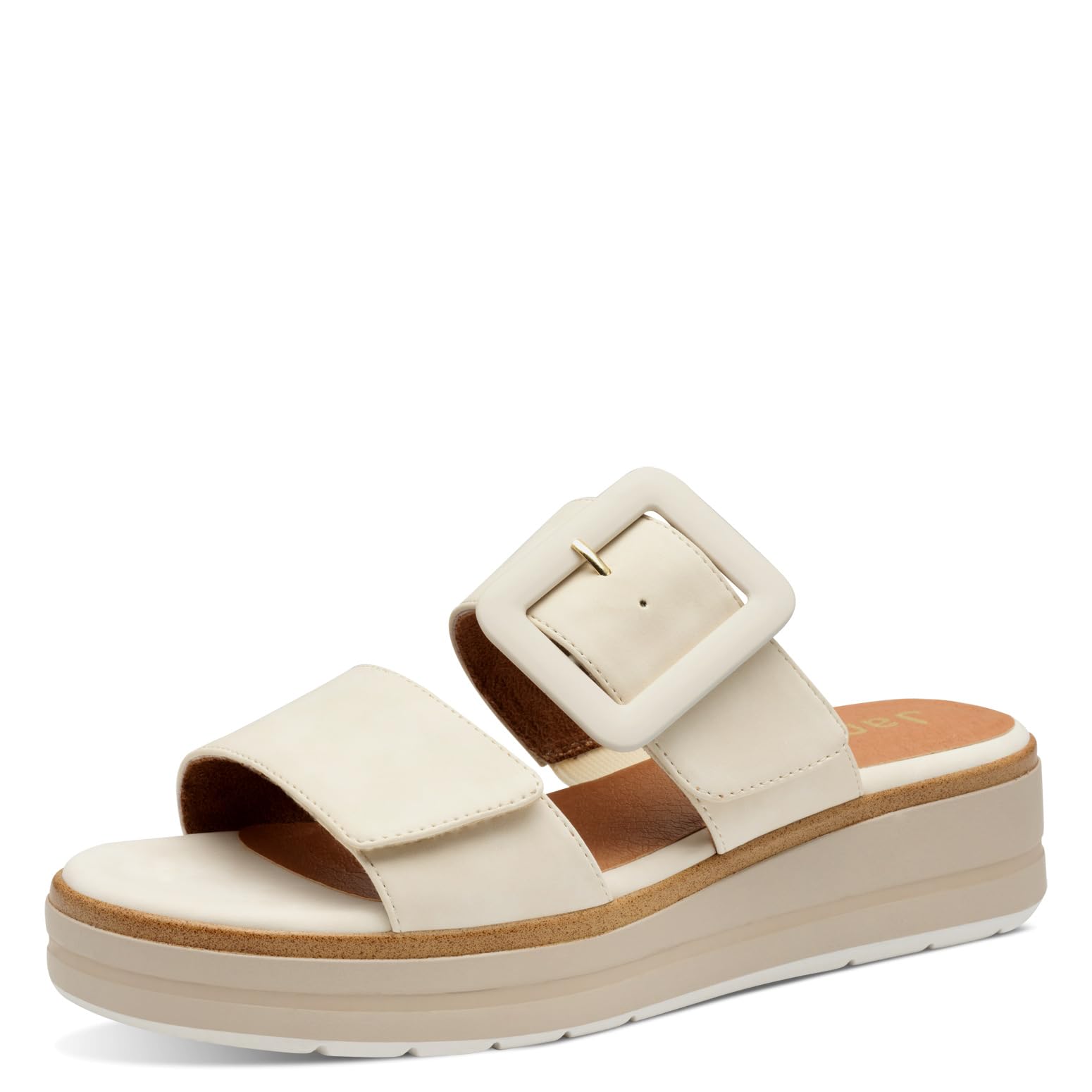 Jana Women’s Mules with Buckle Vegan, Beige, 7,5 UK