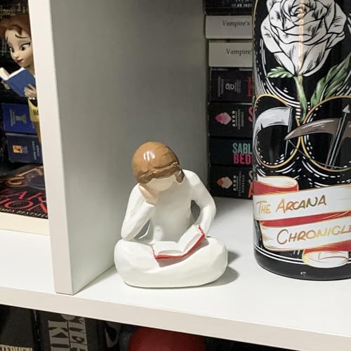 Escultura pensador para amantes de libros blanca de resina miniatura 7
