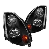 Spec-D Tuning Factory Hid Models Headlights Black for 2003-2005 Infiniti G35 2Dr Coupe Head Light Assembly Left + Right Pair