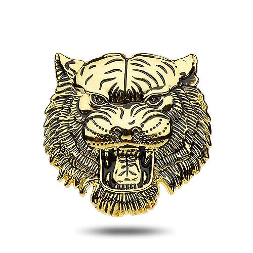 Image of VRT 3D Chrome Emblem Automotive Car, Bike Badges Logo Self Adhesive Sticker (Tiger, Gold)
