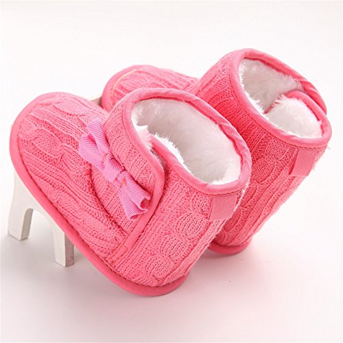 Infant Newborn Baby Girl's Knit Bowknot Winter Warm Snow Boots Soft Bottom Non-Slip Toddler Prewalker Shoes2