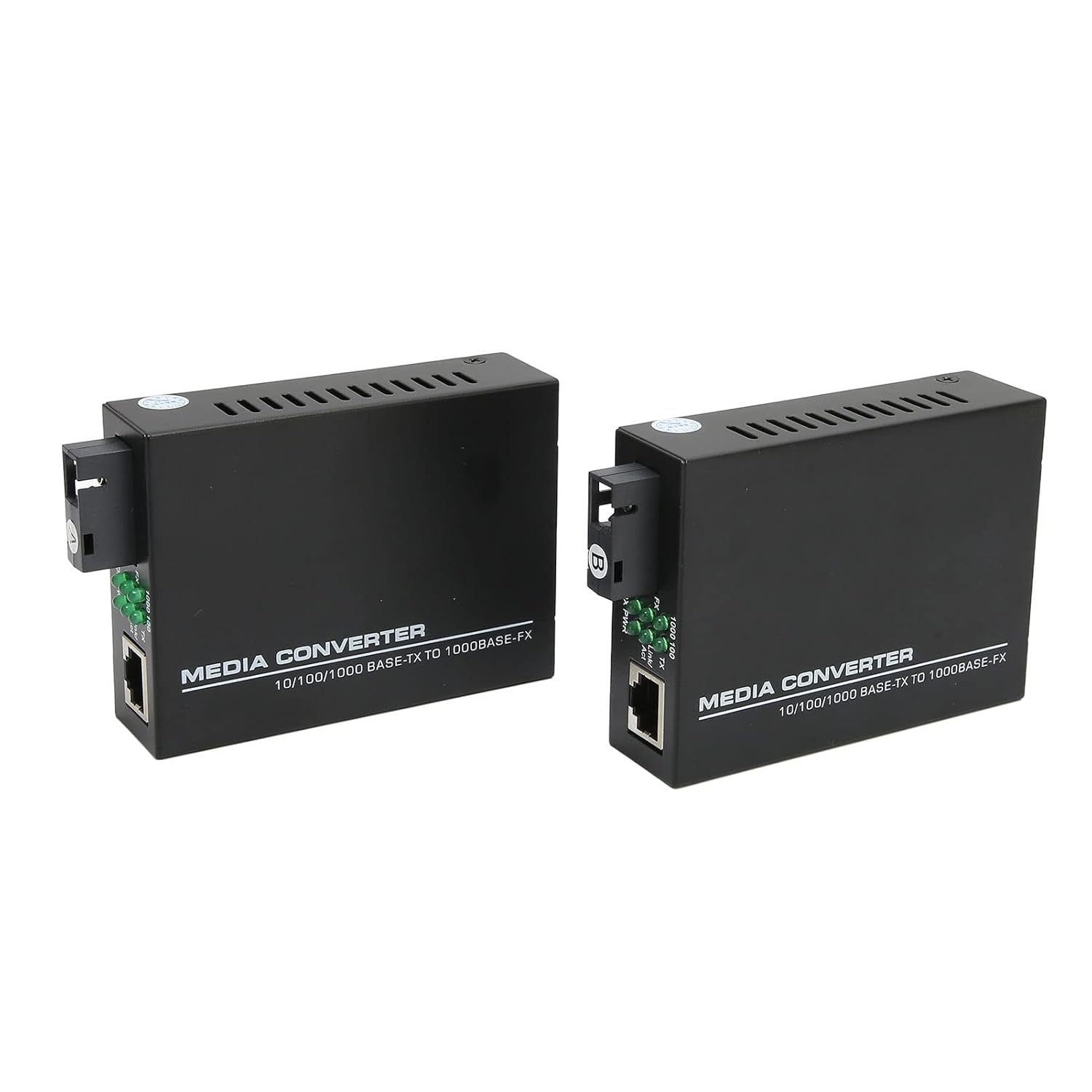 Hoopoocolor Fiber Optic ethernet Media Converter, LED Indicator Monitor Status, 10M 100M 1000MBps, RJ45 Port 3Km, Bi Directional Single Sc Mode Suitable for Indoor and Outdoor Working Environment