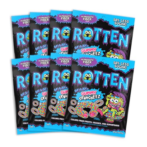 Image of Rotten Original Gummy Cruncheez - Low Sugar, Low Calorie, 5g Gut-Friendly Prebiotic Fiber, Gluten Free Candy, No Artificial Dyes - 1.8 oz - 8-Pack