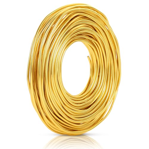 20m x 3mm Basteldraht Gold, Draht zum Basteln Schmuckdraht Aluminiumdraht Bindedraht Modellierdraht Draht Rostfrei für Schmuckherstellung Bastelarbeiten