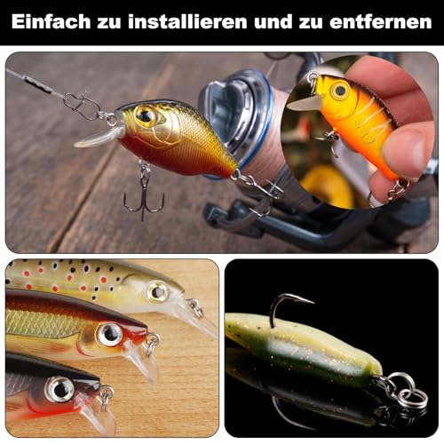 Realure 300 Stück Fishing Sprengring Set, Edelstahl Sprengringe Angeln 8mm 7mm 6mm 5mm 4.5mm 4mm 3.5mm 3mm Sprengring Set, Doppel Kreis Split Ringe, für Angelzubehör Fischen Haken Köder Wirbel Angeln