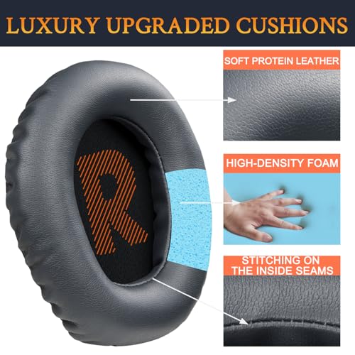 Image of SOULWIT Professional Replacement Earpads Cushions for JBL Quantum 100 /100X /100P /100M2 (Q100 /Q100X /Q100P /Q100M2), Quantum 350 (Q350) Headphones, Ear Pads with Softer Protein Leather - Titanium