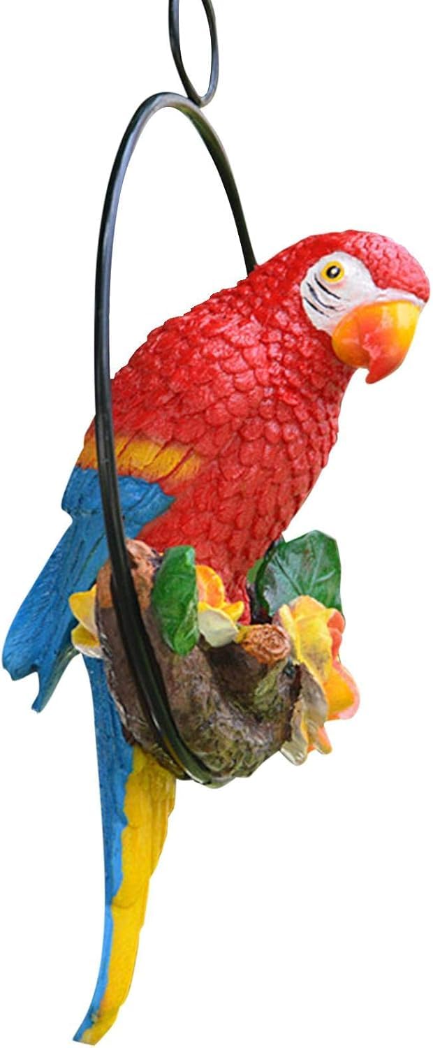 VHKJewE Parrot Decoration | Garden Sculpture Wall Decorations | Innovative Iron Ring Hanging Bird Statue(D)