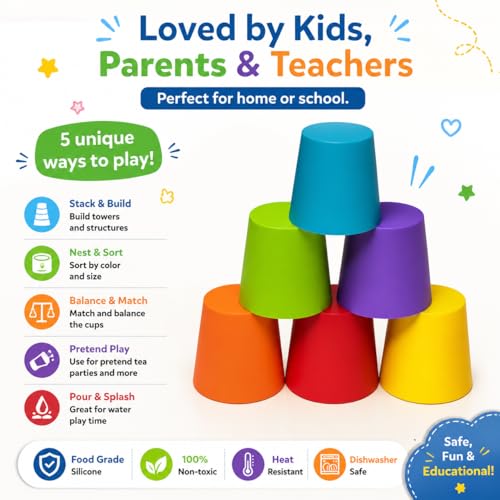 Image of Silicone Rainbow Shape Sorting Game for Kids, Montessori Learning Toy, Color & Shape Matching, Counting, Sequencing, Fine Motor Skills Activity, Preschool Gift For Kids Girls, Ages 3-6