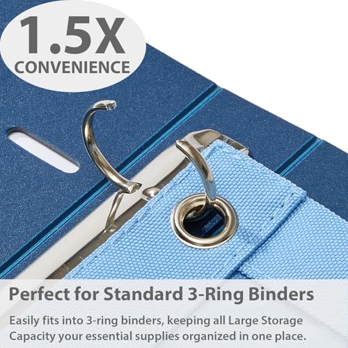 Image of SPACEMATE 2 Pack Pencil Pouch for 3 Ring Binder, Clear 3-Hole Zipper Case | Metal Grommets, School Supplies Organizer for Girls, Boys & Kids, Preppy Aesthetic Style, 1 Pack, Cornflower Blue