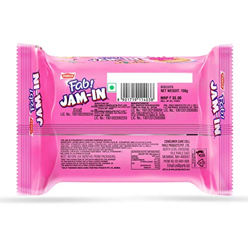 Image of Parle Fab! Jam-in Strawberry Flavoured Jam Biscuits, 150g