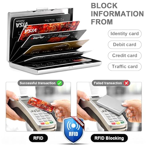 Image of Storite 6 Slots RFID Protected Metal Credit Card Holder Wallet for Men & Women - Matt Grey, 9.6 x 6.6 x 1.3 cm
